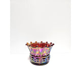 Crown Candle Bowl-Ruby Iridized-Fenton Art Glass