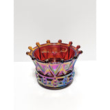 Crown Candle Bowl-Ruby Iridized-Fenton Art Glass