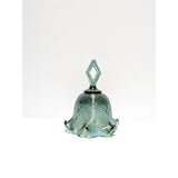 Threaded Diamond Optic Bell-Spruce Green Carnival - Fenton Art Glass